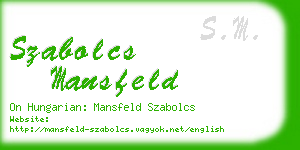 szabolcs mansfeld business card